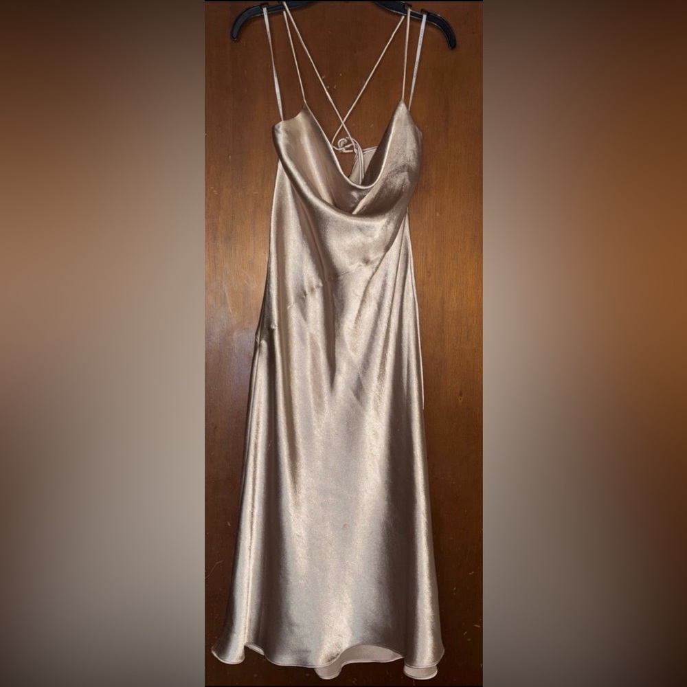 White Fox Boutique Emilia Satin Midi Dress - Champagne